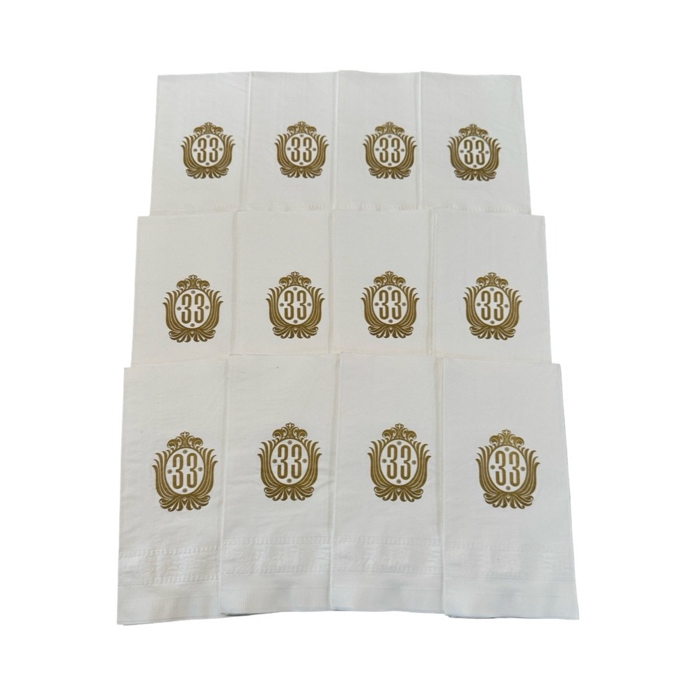 RARE! Disney 1990's Gold Insignia Disneyland Club 33 Paper Napkins Lot of 12